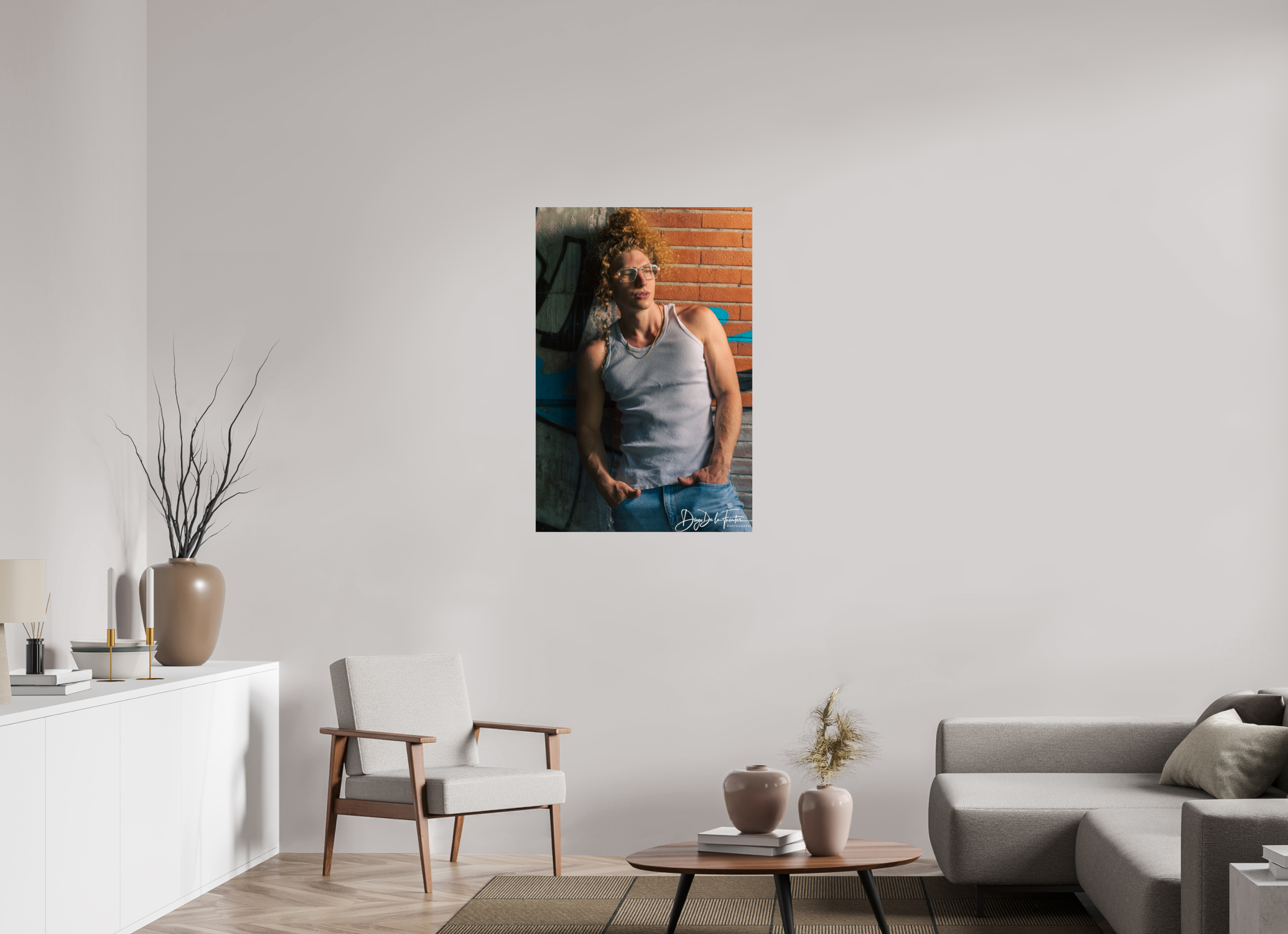 70 x 105 cm, Diego De la Fuintes Portrait Urbain sur Briques