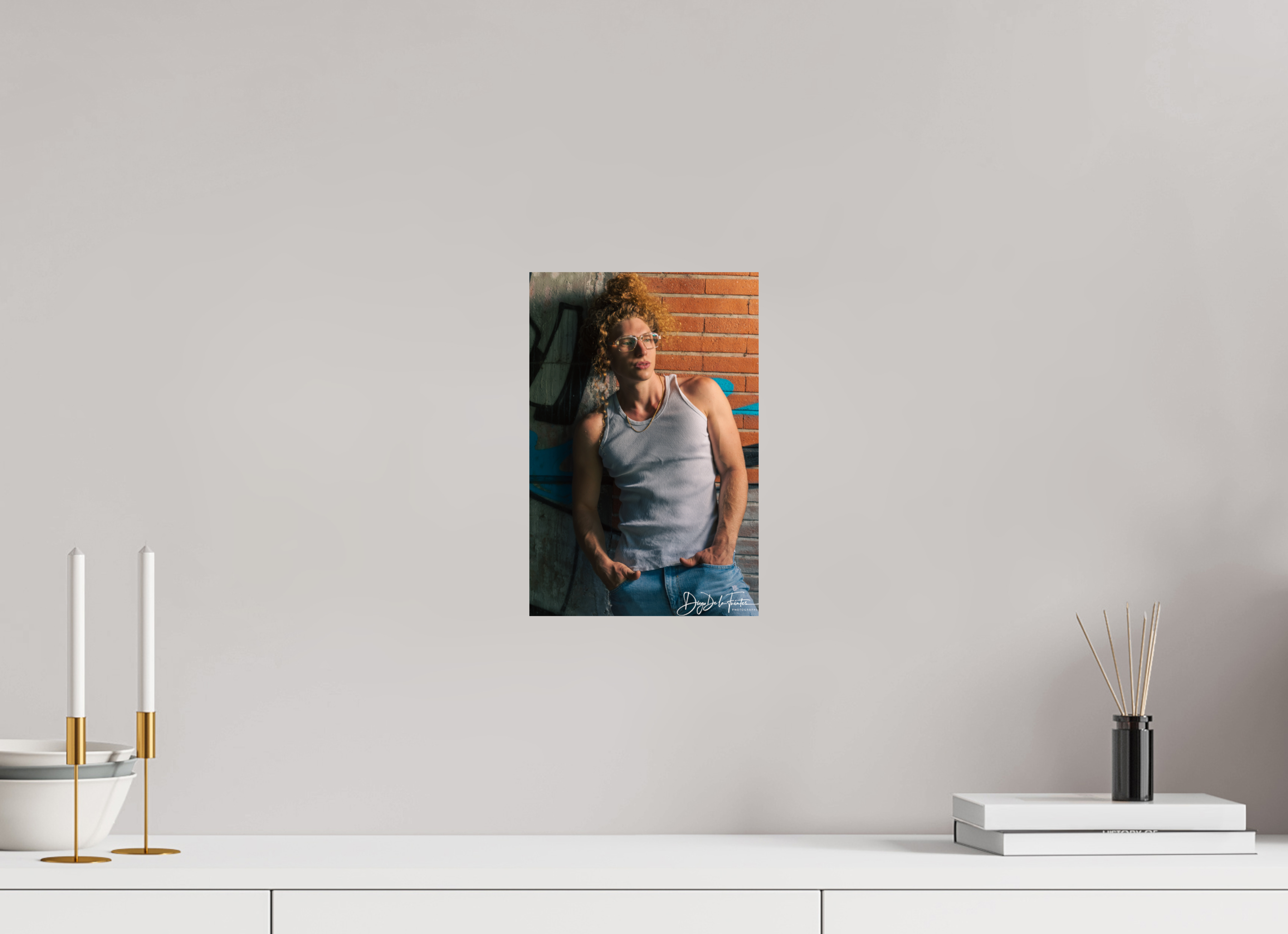 20 x 30 cm, Diego De la Fuintes Portrait Urbain sur Briques
