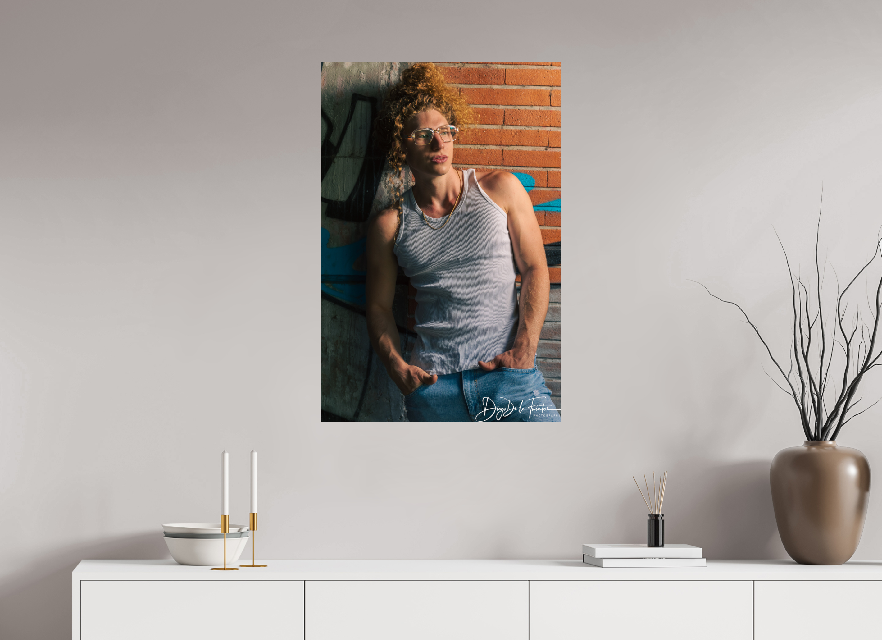 60 x 90 cm, Diego De la Fuintes Portrait Urbain sur Briques
